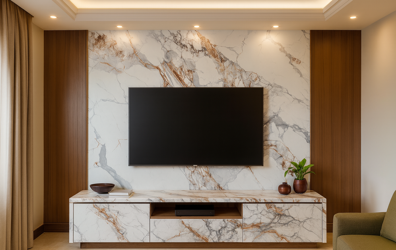 Laminate Cloud TV Unit Project in Ahmedabad
